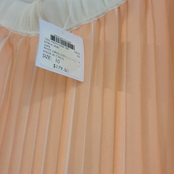 Club Monaco Peach and White Pleated Maxi Skirt New With Tags Size 10 - Picture 5 of 8